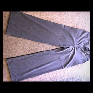 Medium gray dress slacks with wide ankle and cuffs